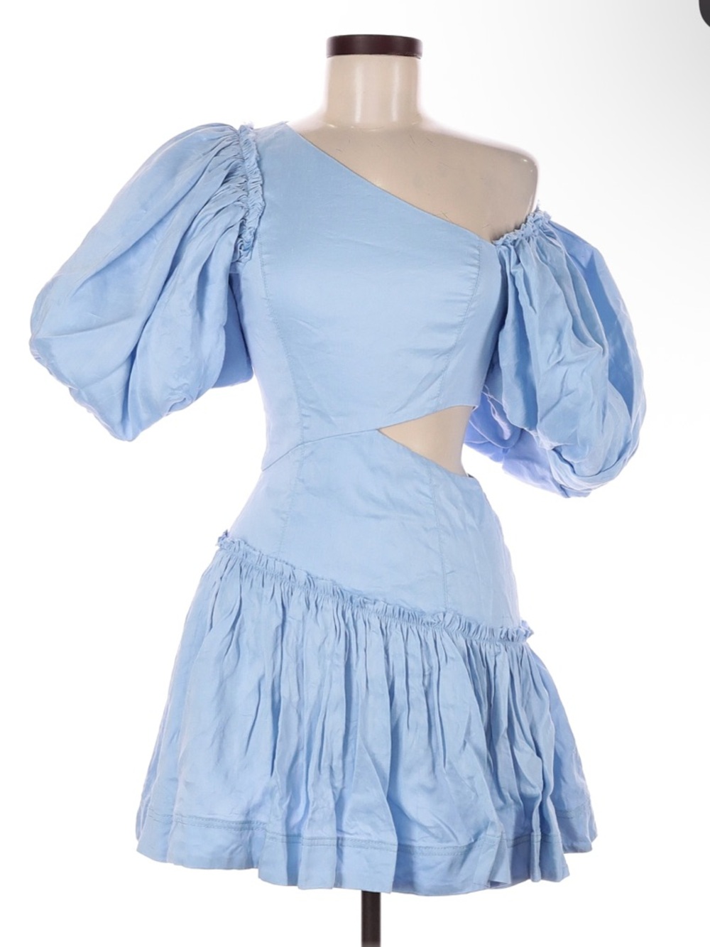 Aje Linen Puff Sleeve Mini Dress